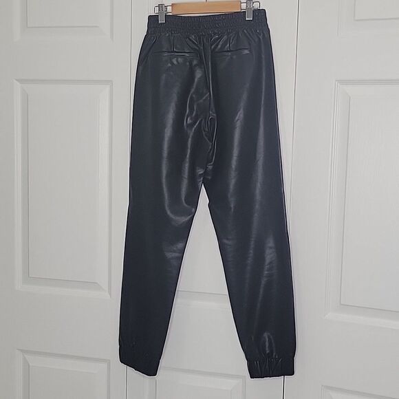 OLIVACEOUS Black Faux Leather High Rise Joggers. Size Small - Picture 6 of 6